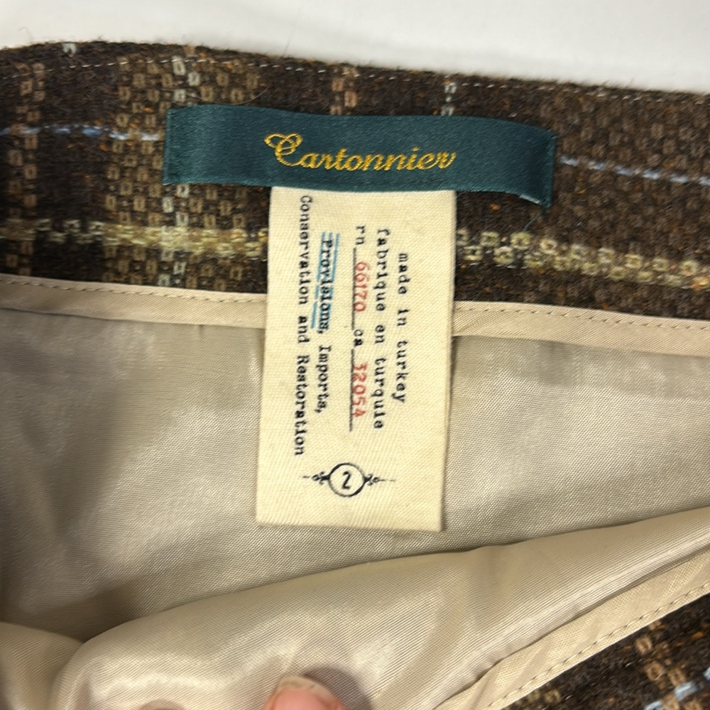 Anthropologie Brown Plaid Pencil Skirt - Picture 2 of 5